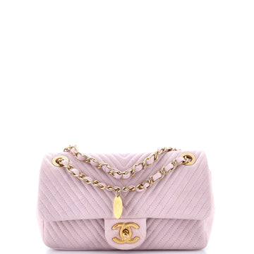Chanel Medallion Charm Flap Bag Chevron Calfskin Small