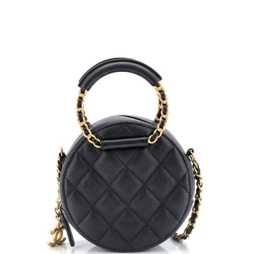 Chanel In The Loop Round Clutch with Chain Quilted Caviar Mini