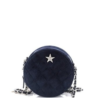 Chanel Star Round Clutch with Chain Quilted Suede with Crystal Embellished Charms