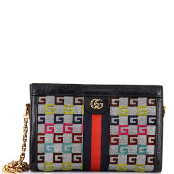 Gucci Ophidia Chain Shoulder Bag Embroidered Canvas Small