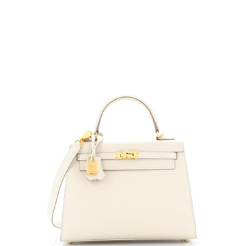 Hermes Kelly Handbag Light Epsom with Gold Hardware 25