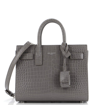 Saint Laurent Sac de Jour Bag Crocodile Embossed Leather Nano