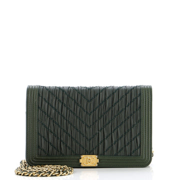 Chanel Coco Pleats Boy Wallet on Chain Pleated Crumpled Calfskin