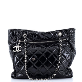 Chanel In The Business Tote Quilted Patent Vinyl North South