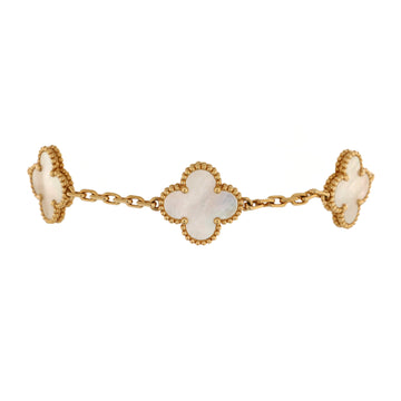 Van Cleef & Arpels Vintage Alhambra 5 Motifs Bracelet 18K Yellow Gold and Mother of Pearl