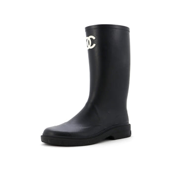 Chanel Caoutchouk CC High Rain Boots Rubber