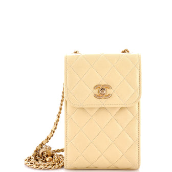 Chanel Pearl Crush Phone Holder Crossbody Bag Quilted Lambskin