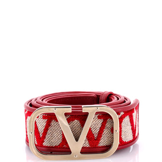 Valentino Garavani VLogo Reversible Belt Iconographe Canvas and Leather Medium