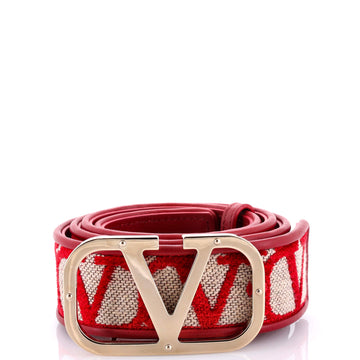 Valentino Garavani VLogo Reversible Belt Iconographe Canvas and Leather Medium