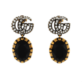 Gucci Double G Round Drop Earrings Metal with Crystals