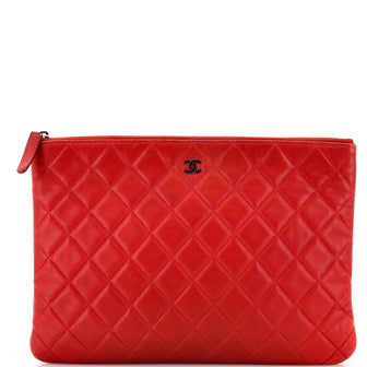 Chanel O Case Clutch Quilted Lambskin Medium