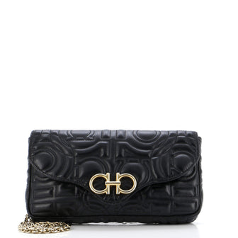 Salvatore Ferragamo Gancini Chain Wallet Gancini Quilted Leather Mini