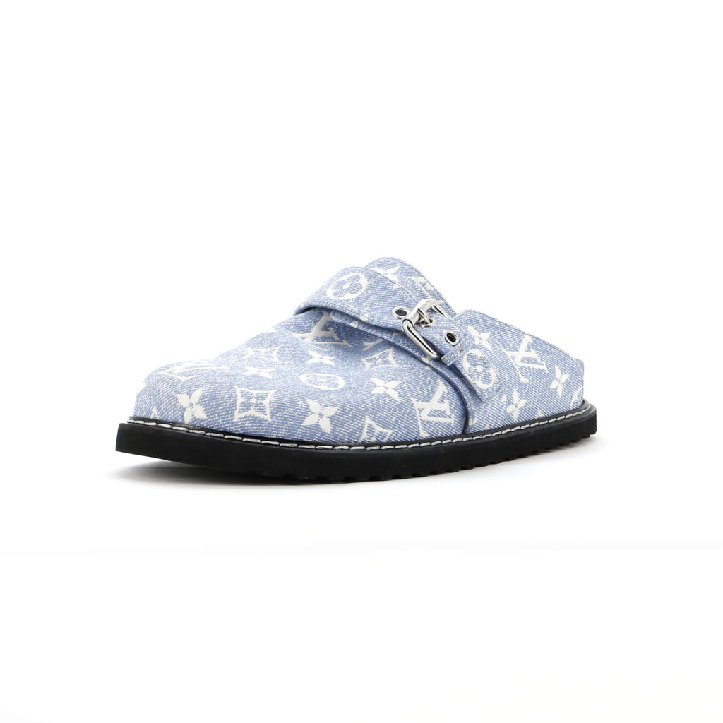 Louis Vuitton Women's Cosy Flat Clog Mules Monogram Denim Blue 3079081