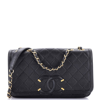 Chanel Filigree Flap Bag Quilted Caviar Medium