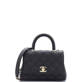 Chanel Coco Top Handle Bag Quilted Caviar Extra Mini