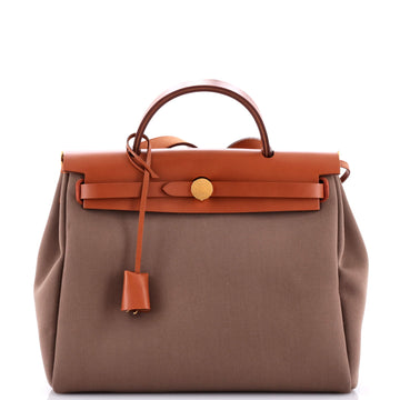 Hermes Herbag Zip Verso Leather and Toile 31