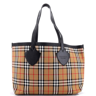 Burberry Reversible Giant Tote Vintage Check Canvas Medium
