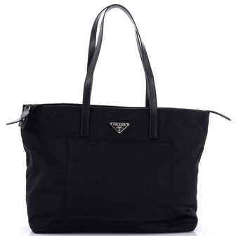Prada Front Pocket Zip Tote Re-Nylon with Saffiano Leather Medium