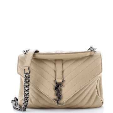 Saint Laurent Classic Monogram College Bag Matelasse Chevron Leather Medium