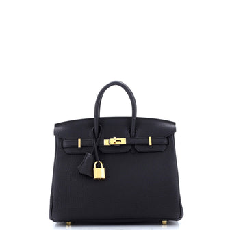 Hermes Birkin Handbag Black Togo with Gold Hardware 25