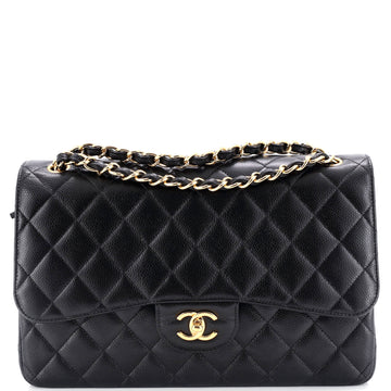 Chanel Classic Double Flap Bag Quilted Caviar Jumbo