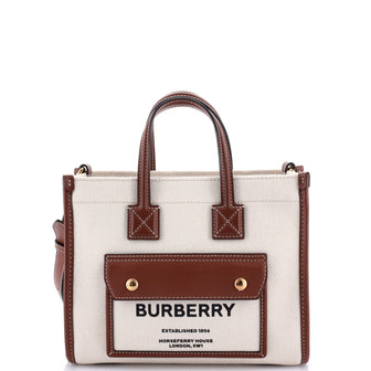 Burberry Freya Shopping Tote Canvas with Leather Mini