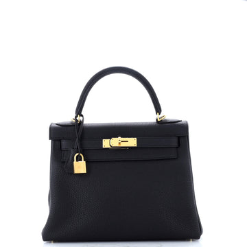 Hermes Kelly Handbag Black Togo with Gold Hardware 28