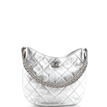 Chanel Wide Chain CC Turnlock Hobo Quilted Lambskin Small