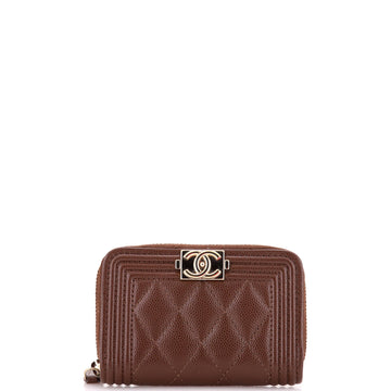 Chanel Boy Zip Coin Purse Quilted Caviar Small