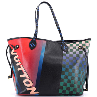 Louis Vuitton Neverfull NM Tote Limited Edition Race Print Canvas MM