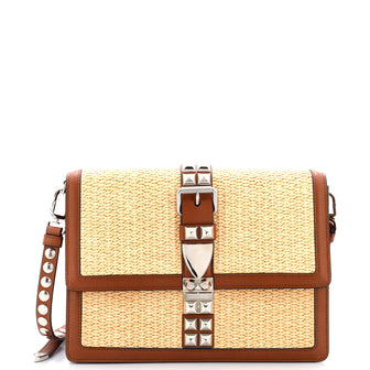 Prada Elektra Shoulder Bag Straw with Leather Medium