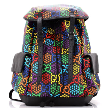 Gucci Double Pocket Belt Backpack Psychedelic Print GG Coated Canvas Medium