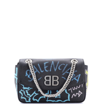 Balenciaga BB Graffiti Chain Wallet Leather Small