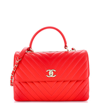 Chanel Trendy CC Top Handle Bag Chevron Lambskin Medium