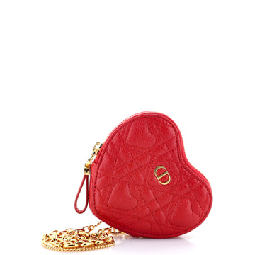 Christian Dior DiorAmour Caro Heart Pouch with Chain Cannage Quilt Calfskin
