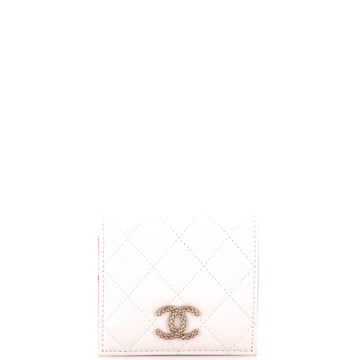 Chanel Textured CC Bifold Wallet Quilted Caviar Compact