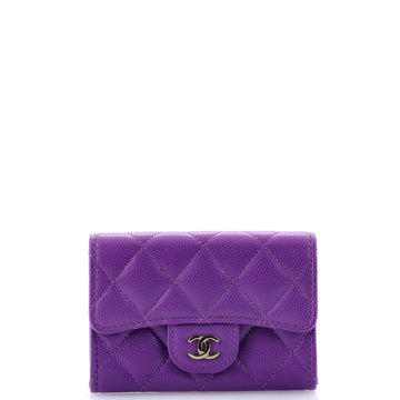 Chanel Classic Zip Flap Card Case Quilted Caviar