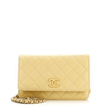 Chanel Textured CC Wallet on Chain Quilted Caviar