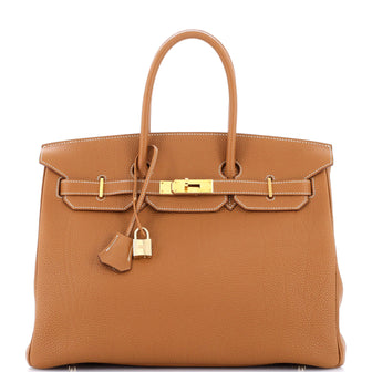 Hermes Birkin Handbag Brown Togo with Gold Hardware 35