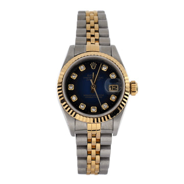 Rolex Oyster Perpetual Datejust Automatic Watch Stainless Steel and Yellow Gold with Diamond Markers 26