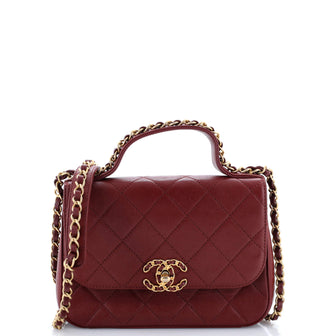 Chanel Chain Infinity Top Handle Bag Quilted Calfskin Small