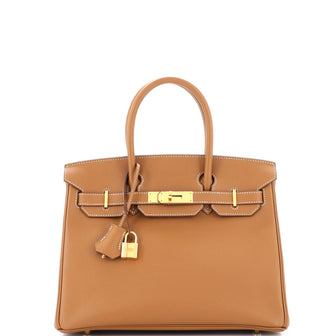Hermes Birkin Handbag Brown Epsom with Gold Hardware 30