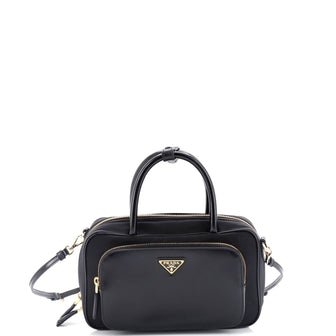 Prada Front Pocket Zip Around Bowler Tessuto with Leather Small