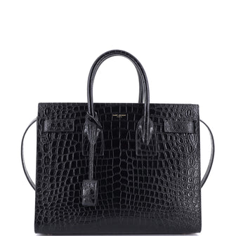 Saint Laurent Sac de Jour NM Bag Crocodile Embossed Leather Small