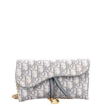 Christian Dior Saddle Chain Wallet Oblique Canvas