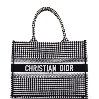 Christian Dior Book Tote Houndstooth Canvas Medium