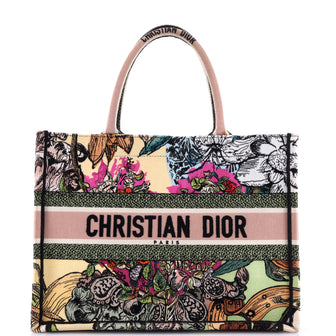 Christian Dior Book Tote Embroidered Raffia Medium