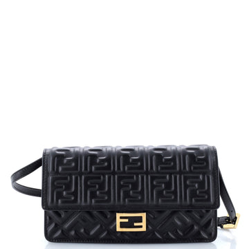 Fendi Baguette Wallet on Chain Zucca Embossed Leather