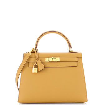 Hermes Kelly Handbag Brown Epsom with Gold Hardware 28