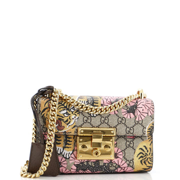 Gucci Padlock Shoulder Bag Bengal Print GG Coated Canvas Small